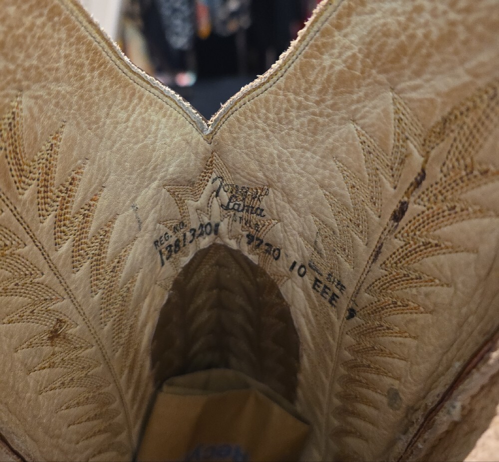 Tony Lama Tan Embossed Ostrich Leather Western Boots - Picture 8 of 11